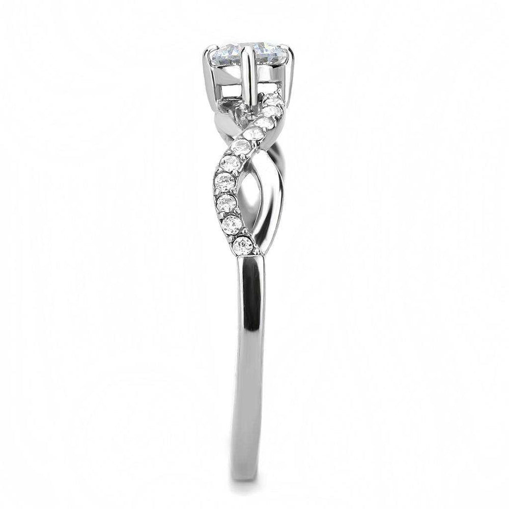 Alamode High polished (no plating) Stainless Steel Ring with AAA Grade CZ in Clear - Alamode - Flyclothing LLC