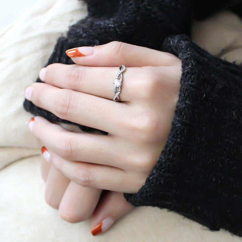 Alamode High polished (no plating) Stainless Steel Ring with AAA Grade CZ in Clear - Alamode - Flyclothing LLC