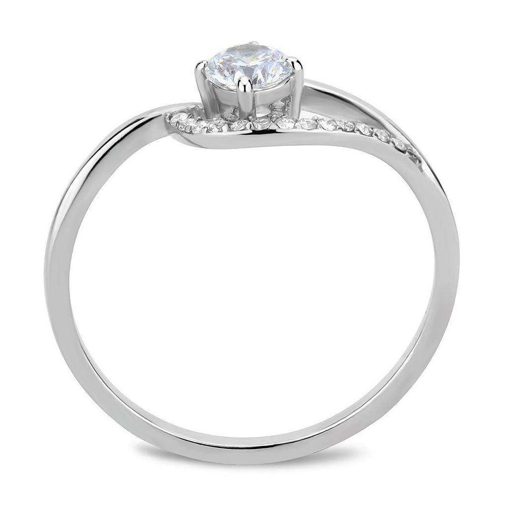 Alamode High polished (no plating) Stainless Steel Ring with AAA Grade CZ in Clear - Alamode - Flyclothing LLC