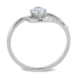 Alamode High polished (no plating) Stainless Steel Ring with AAA Grade CZ in Clear - Alamode - Flyclothing LLC