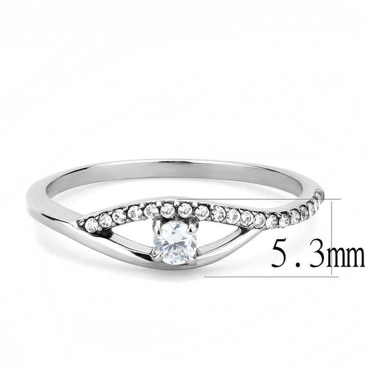 Alamode High polished (no plating) Stainless Steel Ring with AAA Grade CZ in Clear - Alamode - Flyclothing LLC
