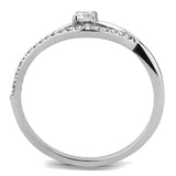 Alamode High polished (no plating) Stainless Steel Ring with AAA Grade CZ in Clear - Alamode - Flyclothing LLC