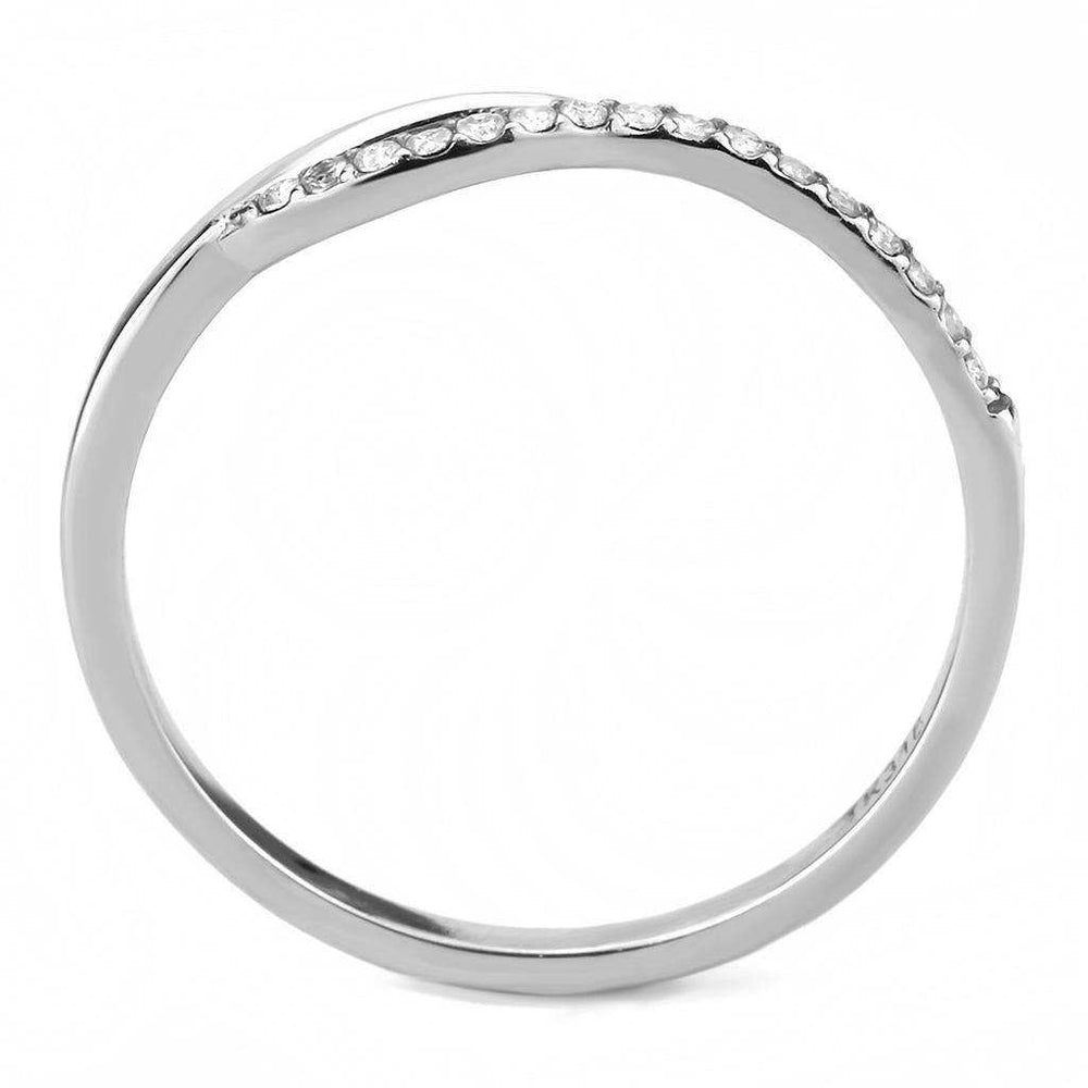 Alamode High polished (no plating) Stainless Steel Ring with AAA Grade CZ in Clear - Alamode - Flyclothing LLC
