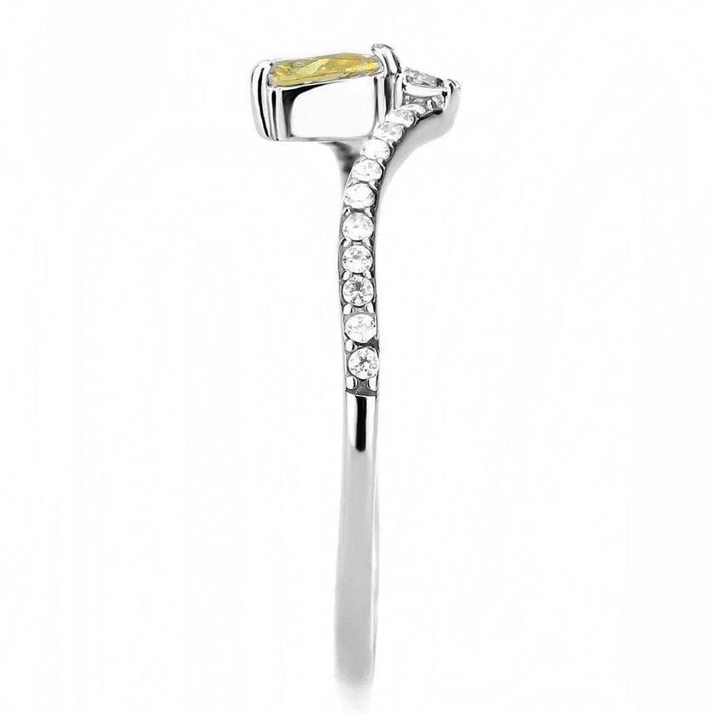 Alamode High polished (no plating) Stainless Steel Ring with AAA Grade CZ in Topaz - Alamode - Flyclothing LLC