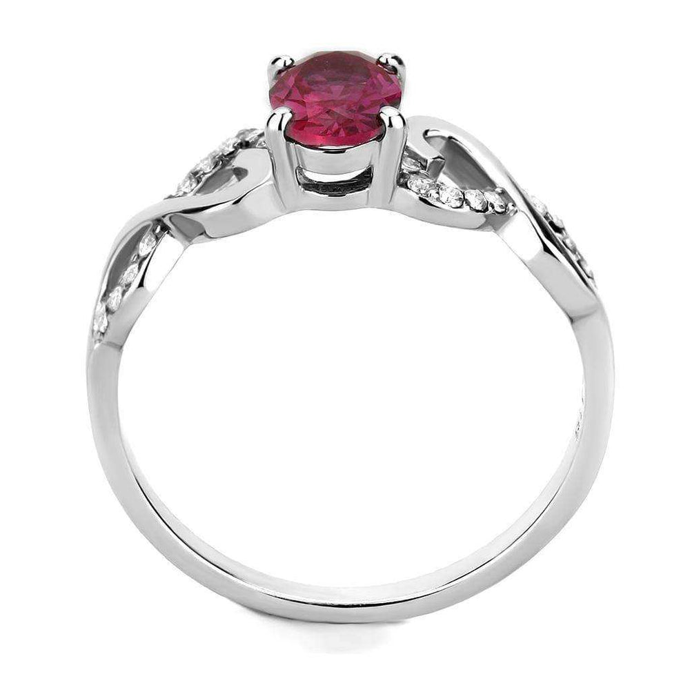 Alamode High polished (no plating) Stainless Steel Ring with AAA Grade CZ in Ruby - Alamode - Flyclothing LLC