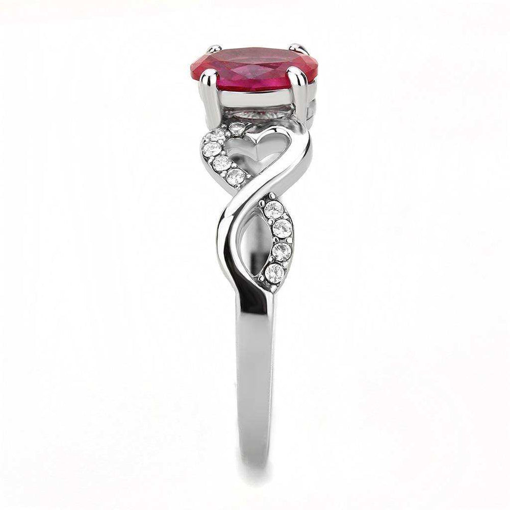 Alamode High polished (no plating) Stainless Steel Ring with AAA Grade CZ in Ruby - Alamode - Flyclothing LLC