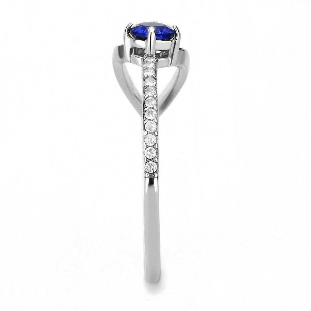 Alamode High polished (no plating) Stainless Steel Ring with AAA Grade CZ in London Blue - Alamode - Flyclothing LLC