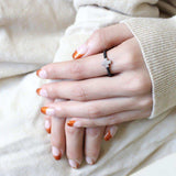 Alamode Two-Tone IP Black (Ion Plating) Stainless Steel Ring with AAA Grade CZ in Clear - Alamode - Flyclothing LLC