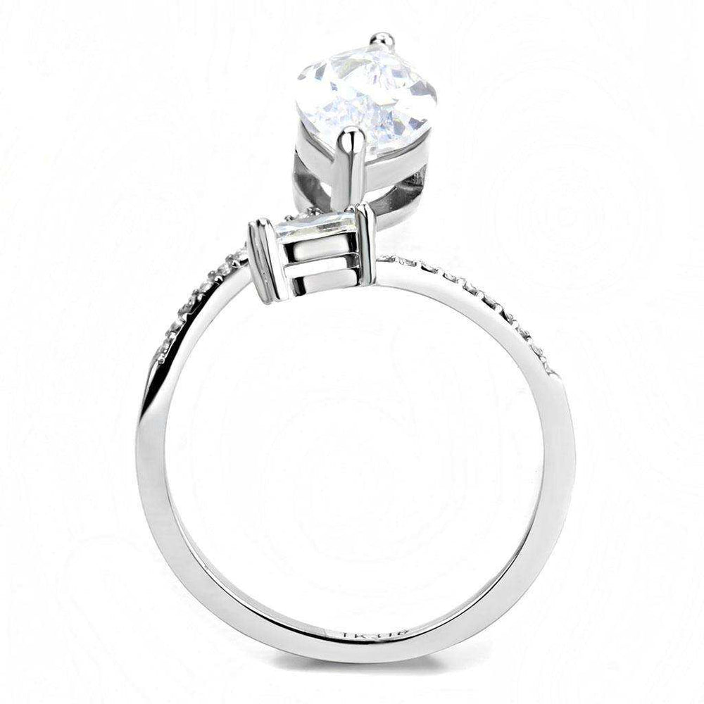 Alamode High polished (no plating) Stainless Steel Ring with AAA Grade CZ in Clear - Alamode - Flyclothing LLC