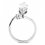 Alamode High polished (no plating) Stainless Steel Ring with AAA Grade CZ in Clear - Alamode - Flyclothing LLC
