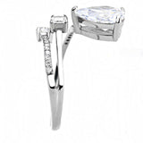 Alamode High polished (no plating) Stainless Steel Ring with AAA Grade CZ in Clear - Alamode - Flyclothing LLC