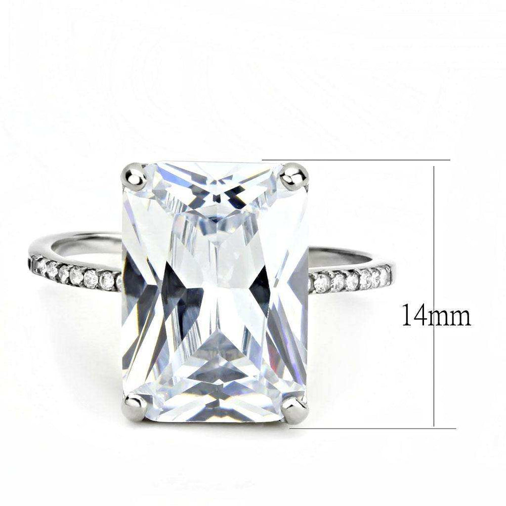Alamode High polished (no plating) Stainless Steel Ring with AAA Grade CZ in Clear - Alamode - Flyclothing LLC