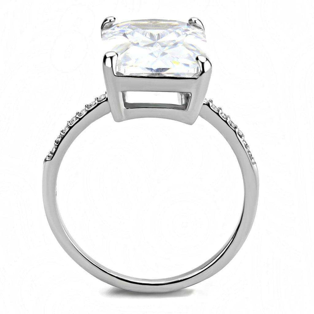 Alamode High polished (no plating) Stainless Steel Ring with AAA Grade CZ in Clear - Alamode - Flyclothing LLC