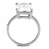 Alamode High polished (no plating) Stainless Steel Ring with AAA Grade CZ in Clear - Alamode - Flyclothing LLC