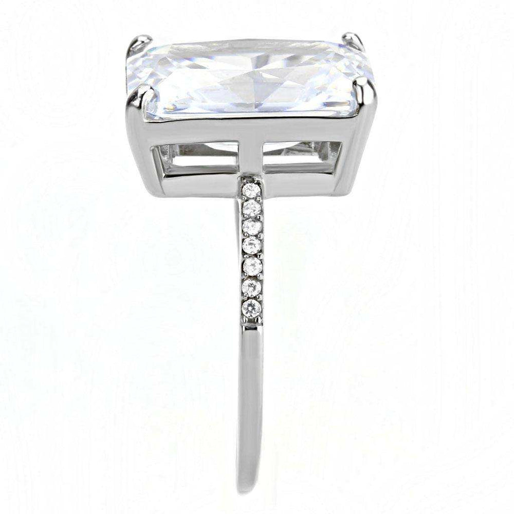 Alamode High polished (no plating) Stainless Steel Ring with AAA Grade CZ in Clear - Alamode - Flyclothing LLC
