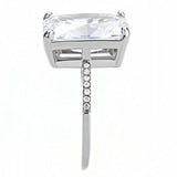 Alamode High polished (no plating) Stainless Steel Ring with AAA Grade CZ in Clear - Alamode - Flyclothing LLC