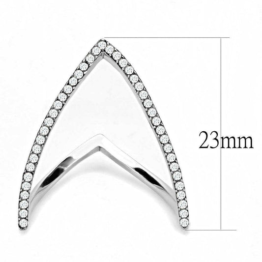 Alamode High polished (no plating) Stainless Steel Ring with AAA Grade CZ in Clear - Alamode - Flyclothing LLC