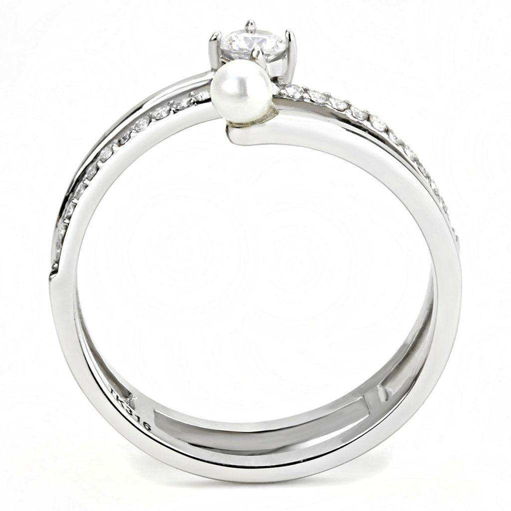 Alamode High polished (no plating) Stainless Steel Ring with AAA Grade CZ in Clear - Alamode - Flyclothing LLC