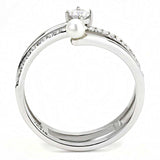 Alamode High polished (no plating) Stainless Steel Ring with AAA Grade CZ in Clear - Alamode - Flyclothing LLC