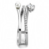 Alamode High polished (no plating) Stainless Steel Ring with AAA Grade CZ in Clear - Alamode - Flyclothing LLC