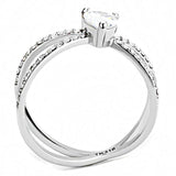 Alamode High polished (no plating) Stainless Steel Ring with AAA Grade CZ in Clear - Alamode - Flyclothing LLC
