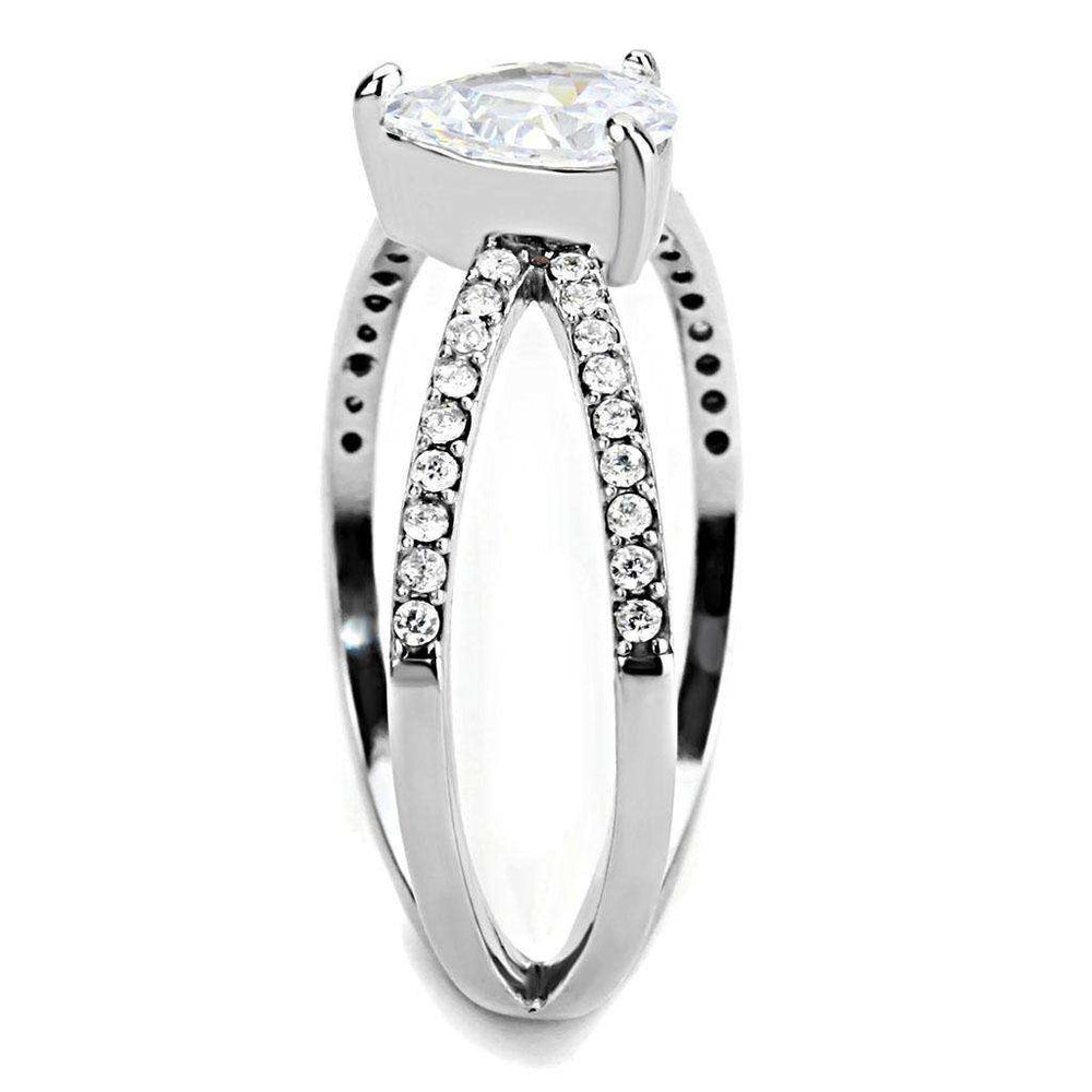 Alamode High polished (no plating) Stainless Steel Ring with AAA Grade CZ in Clear - Alamode - Flyclothing LLC