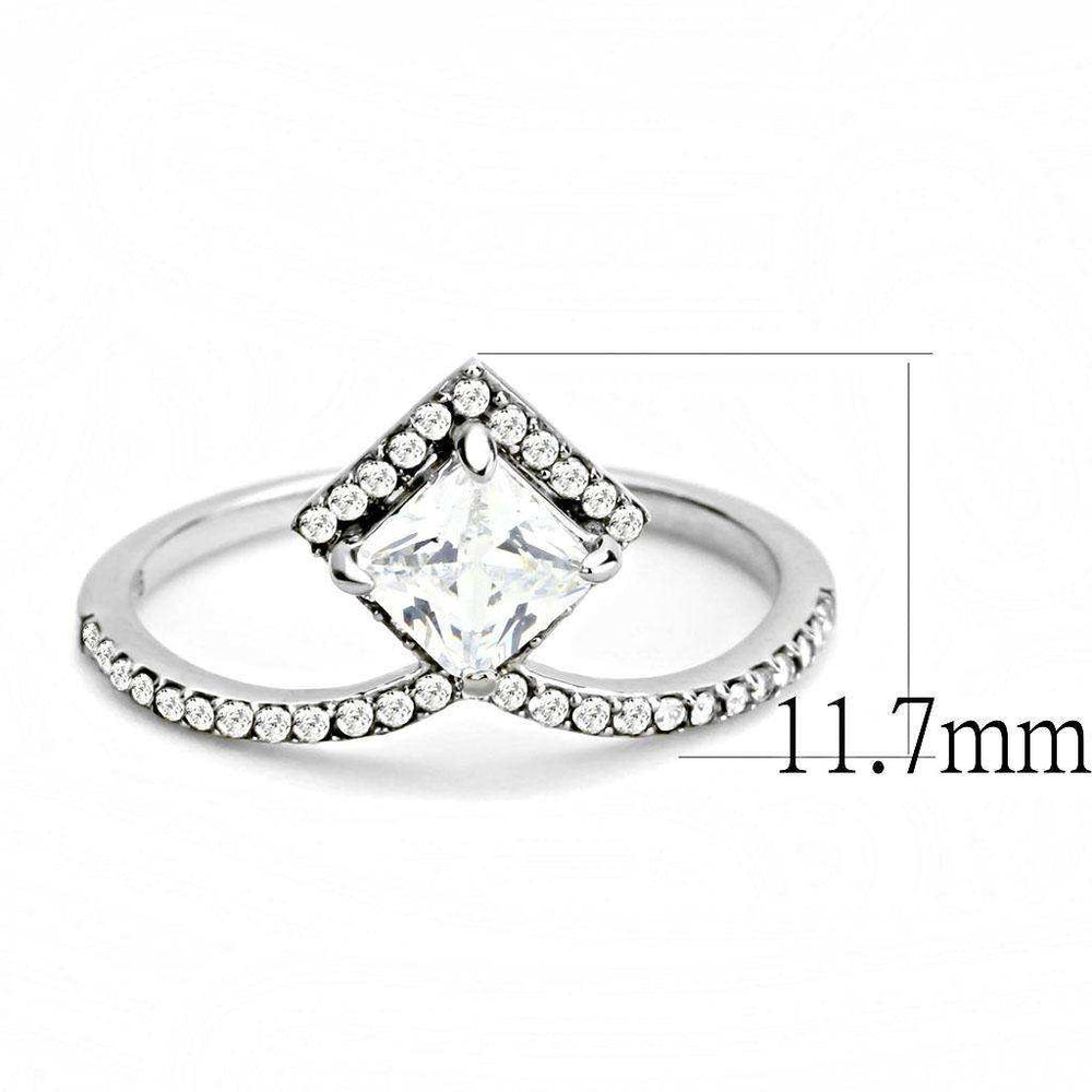 Alamode High polished (no plating) Stainless Steel Ring with AAA Grade CZ in Clear - Alamode - Flyclothing LLC