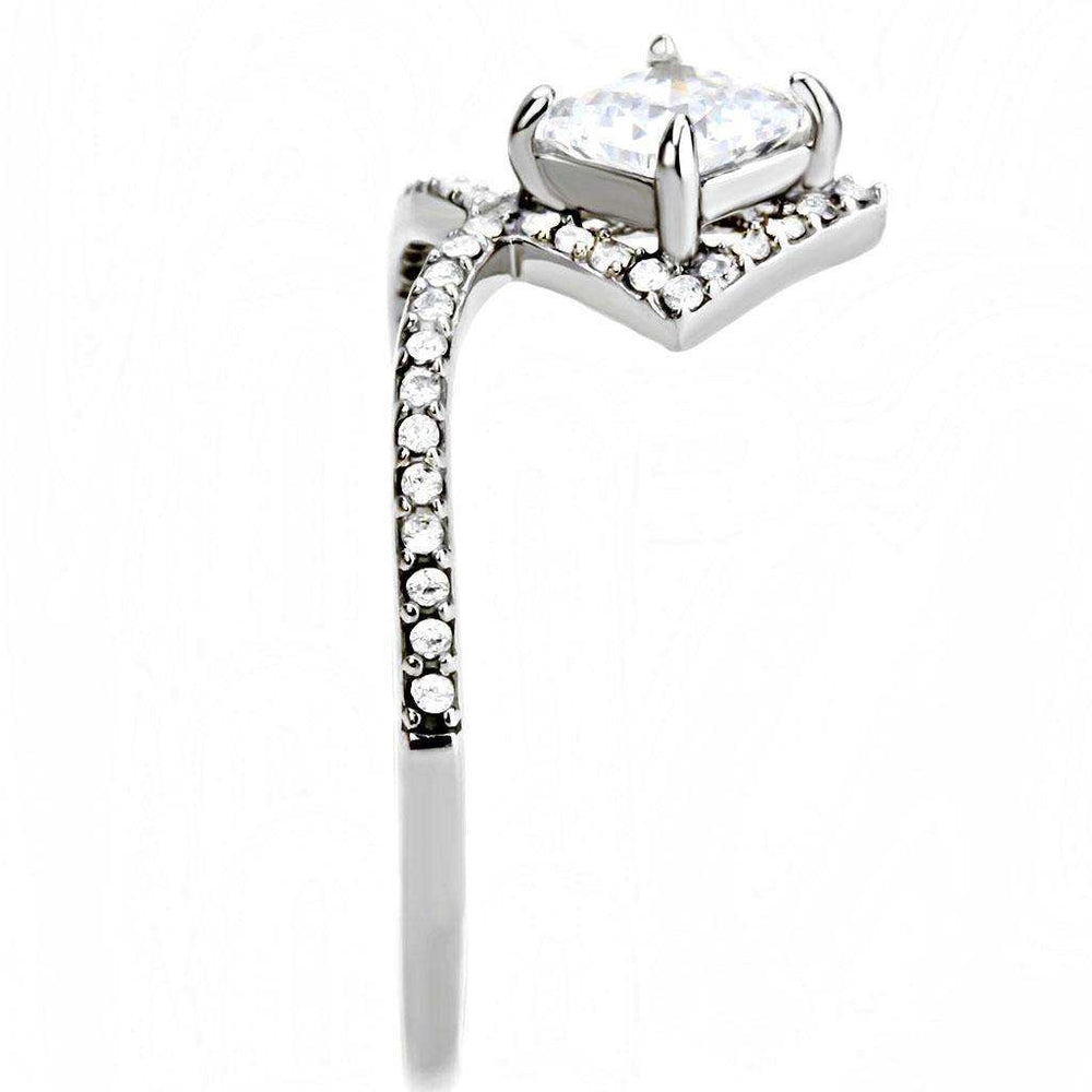 Alamode High polished (no plating) Stainless Steel Ring with AAA Grade CZ in Clear - Alamode - Flyclothing LLC