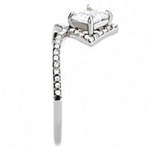 Alamode High polished (no plating) Stainless Steel Ring with AAA Grade CZ in Clear - Alamode - Flyclothing LLC