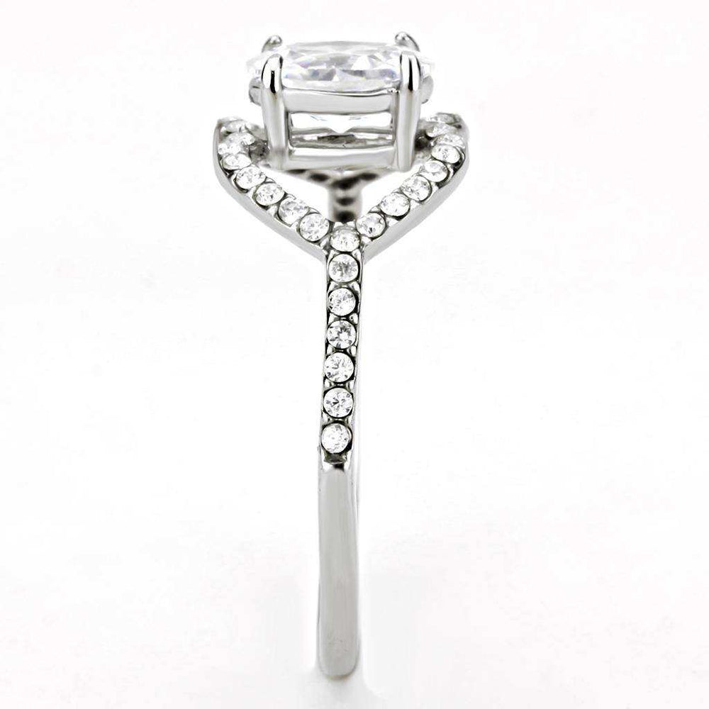 Alamode High polished (no plating) Stainless Steel Ring with AAA Grade CZ in Clear - Alamode - Flyclothing LLC