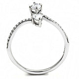 Alamode High polished (no plating) Stainless Steel Ring with AAA Grade CZ in Clear - Alamode - Flyclothing LLC