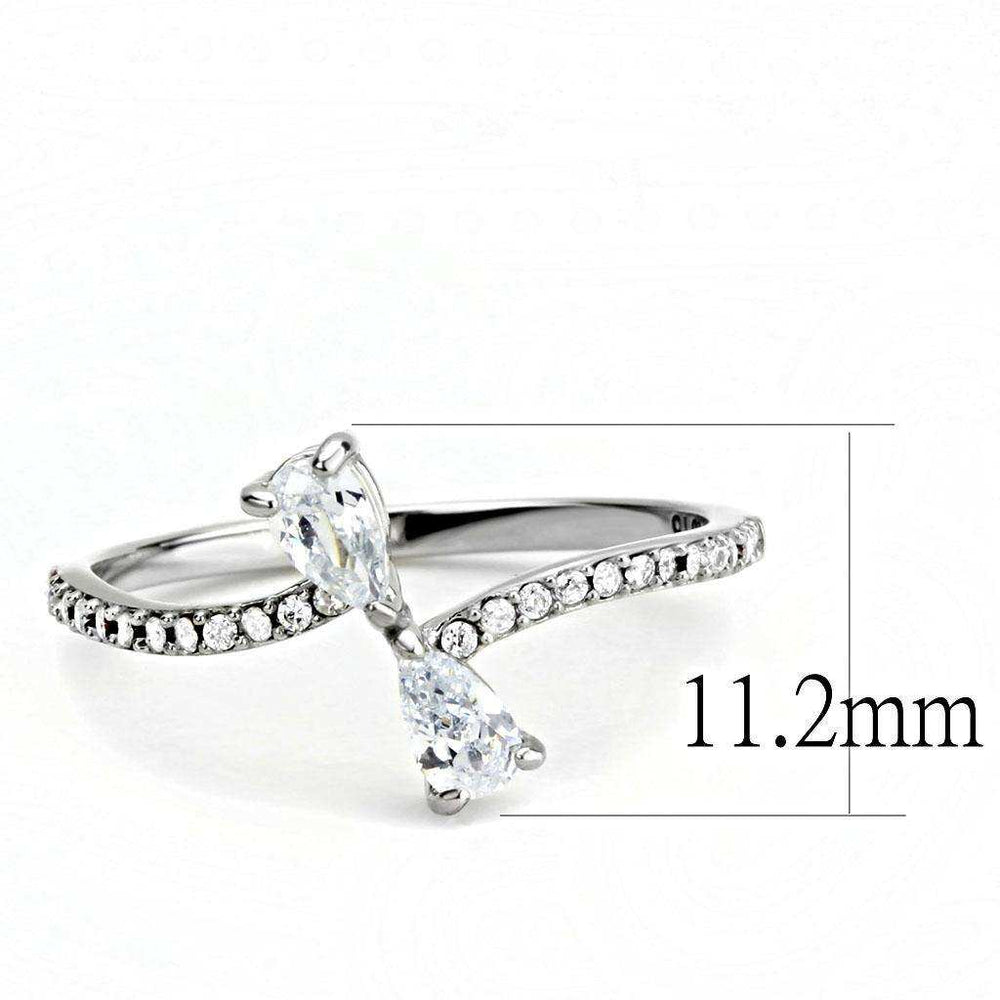Alamode High polished (no plating) Stainless Steel Ring with AAA Grade CZ in Clear - Alamode - Flyclothing LLC
