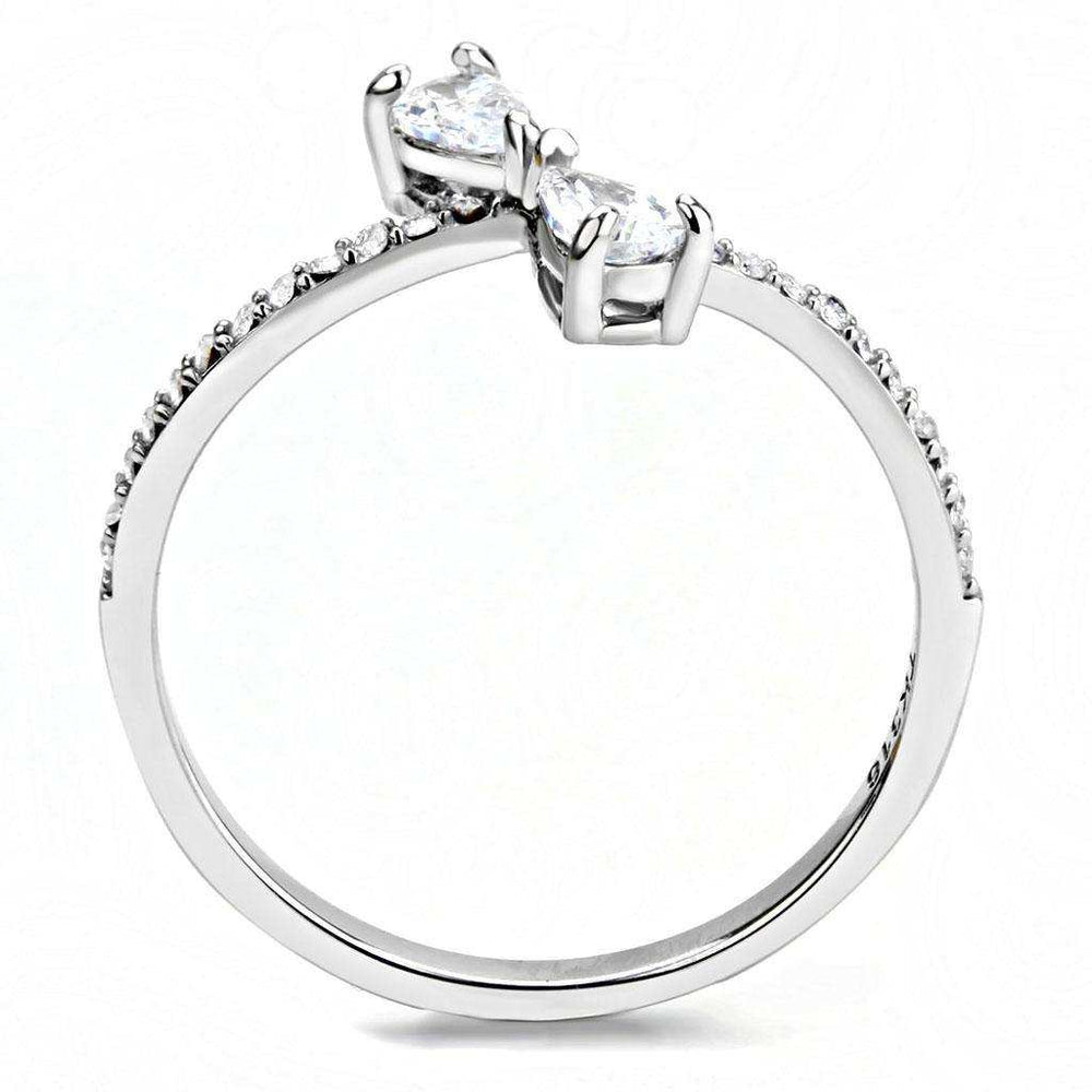 Alamode High polished (no plating) Stainless Steel Ring with AAA Grade CZ in Clear - Alamode - Flyclothing LLC
