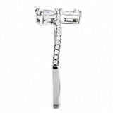 Alamode High polished (no plating) Stainless Steel Ring with AAA Grade CZ in Clear - Alamode - Flyclothing LLC