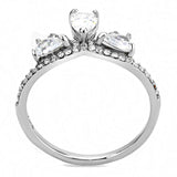 Alamode High polished (no plating) Stainless Steel Ring with AAA Grade CZ in Clear - Alamode - Flyclothing LLC