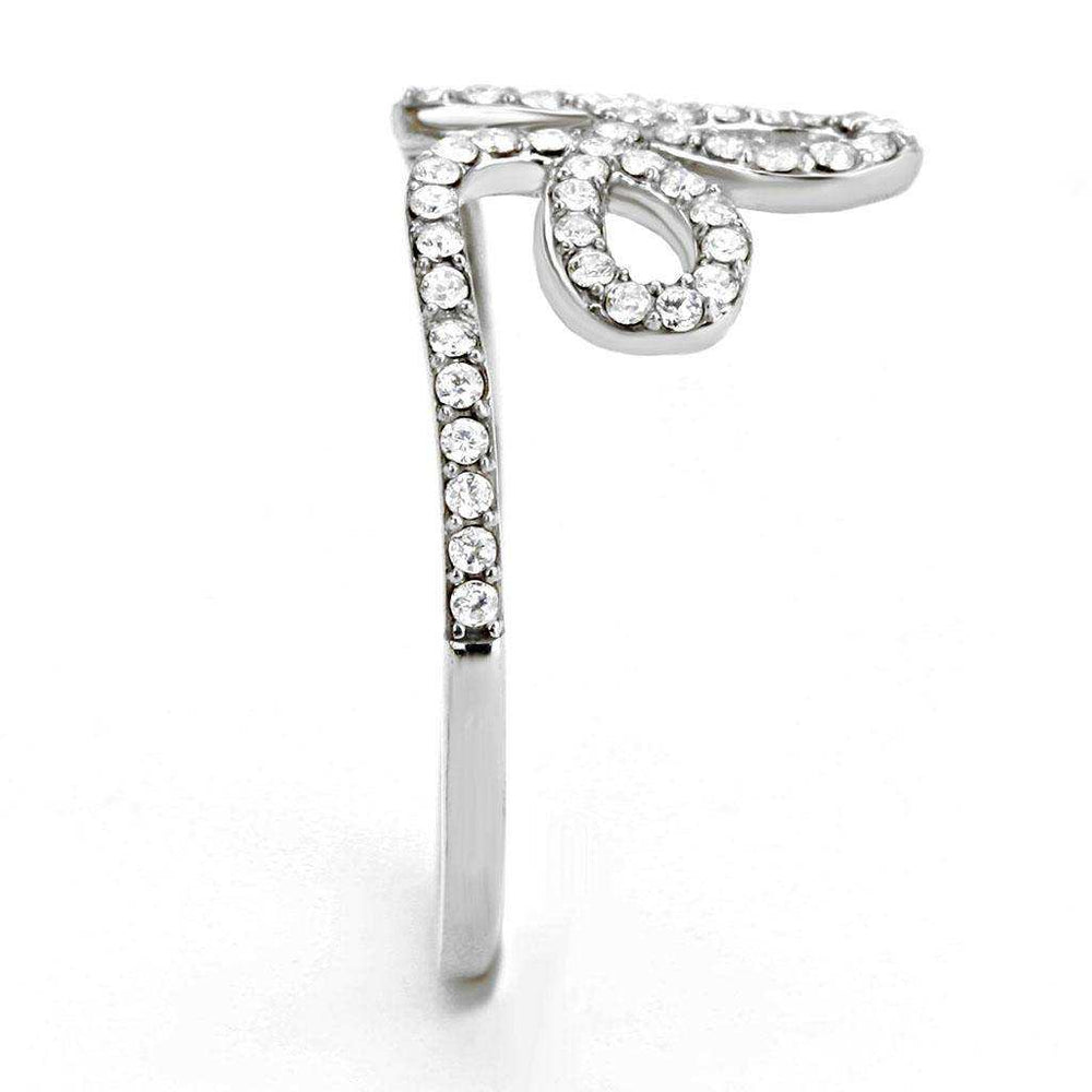 Alamode High polished (no plating) Stainless Steel Ring with AAA Grade CZ in Clear - Alamode - Flyclothing LLC