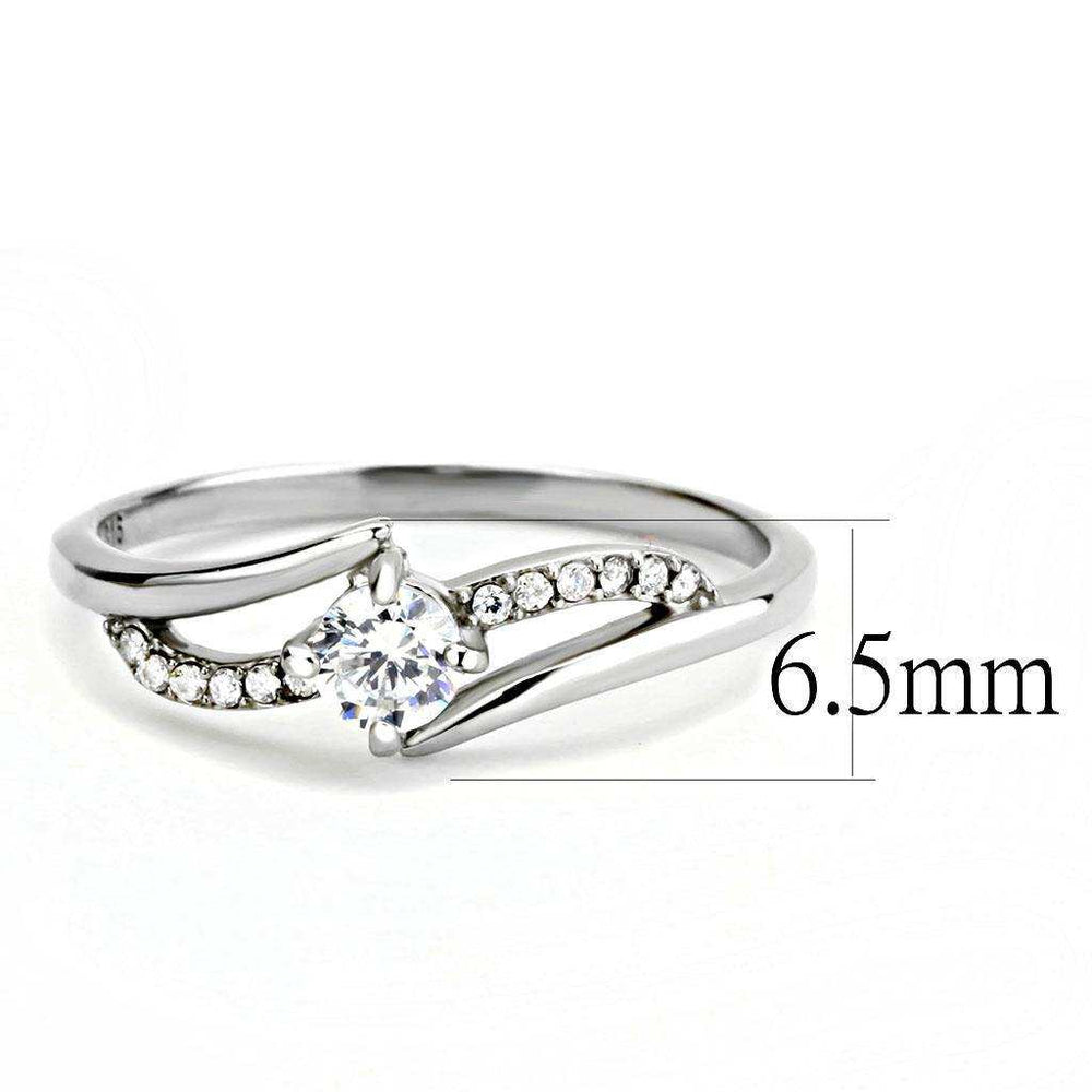 Alamode High polished (no plating) Stainless Steel Ring with AAA Grade CZ in Clear - Alamode - Flyclothing LLC