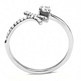 Alamode High polished (no plating) Stainless Steel Ring with AAA Grade CZ in Clear - Alamode - Flyclothing LLC