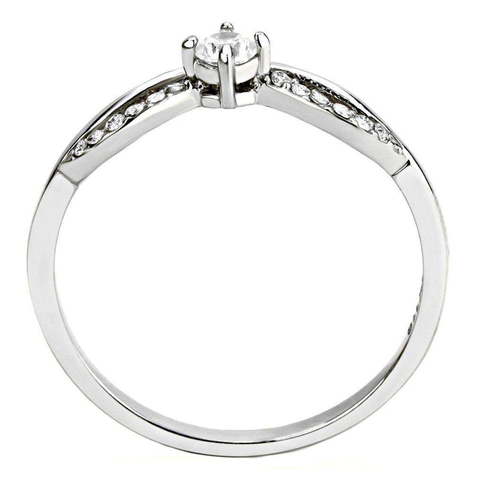 Alamode High polished (no plating) Stainless Steel Ring with AAA Grade CZ in Clear - Alamode - Flyclothing LLC
