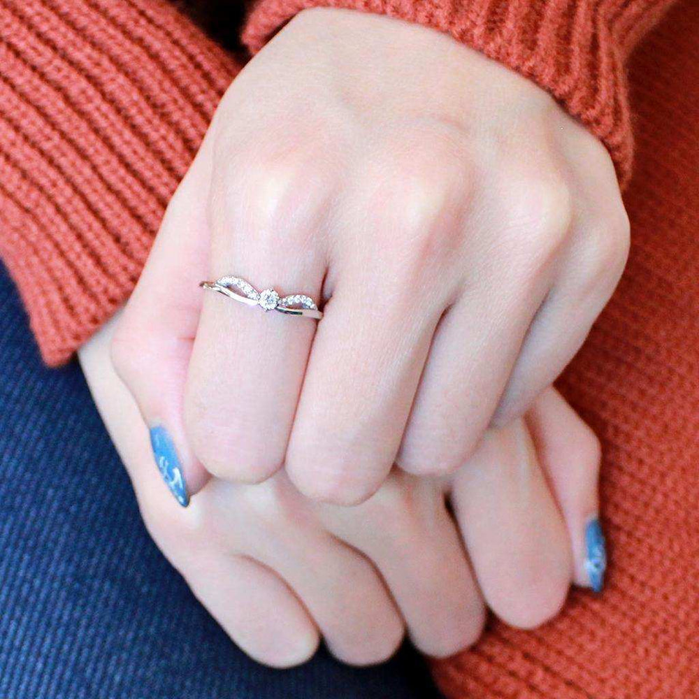 Alamode High polished (no plating) Stainless Steel Ring with AAA Grade CZ in Clear - Alamode - Flyclothing LLC