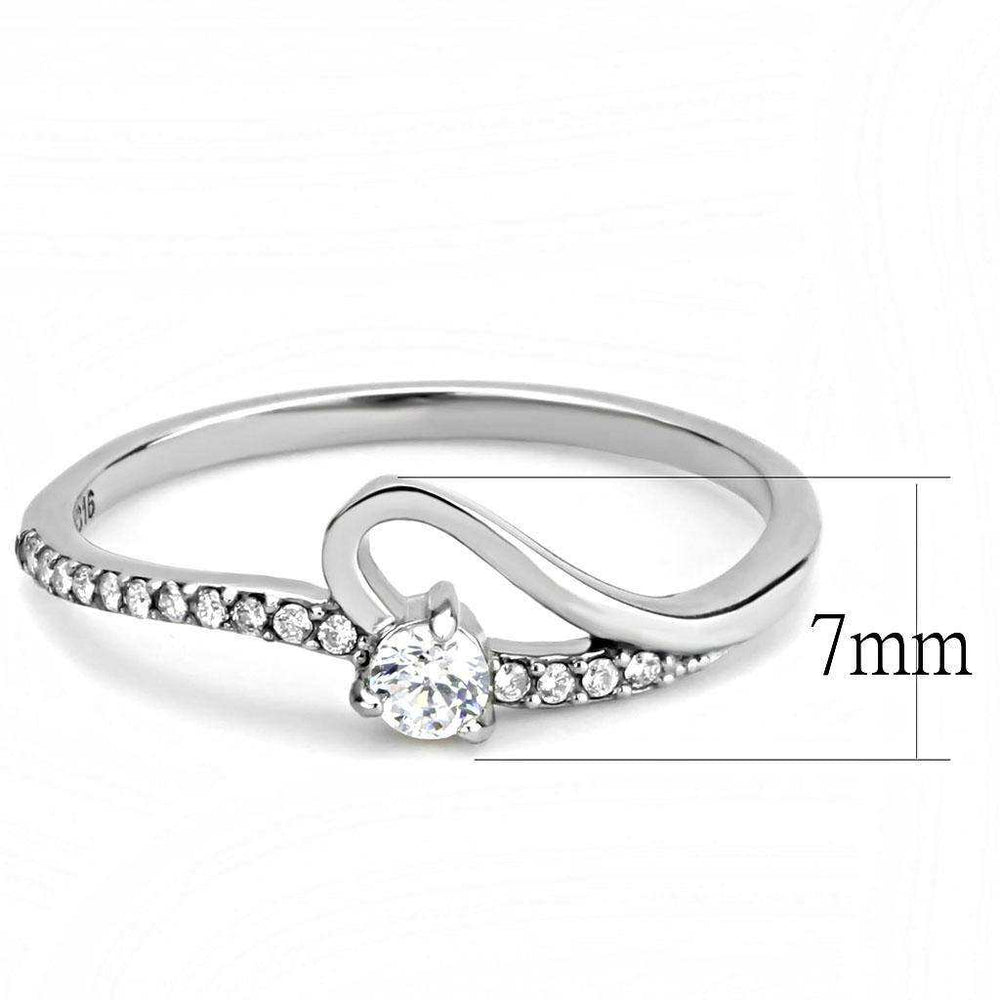 Alamode High polished (no plating) Stainless Steel Ring with AAA Grade CZ in Clear - Alamode - Flyclothing LLC
