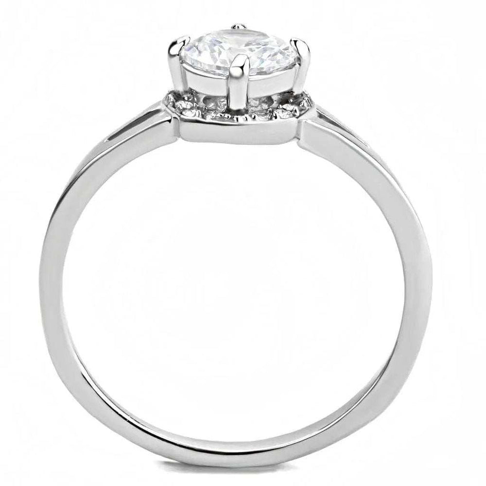 Alamode High polished (no plating) Stainless Steel Ring with AAA Grade CZ in Clear - Alamode - Flyclothing LLC