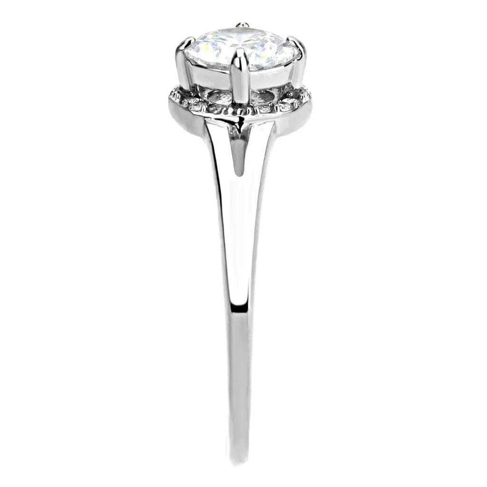 Alamode High polished (no plating) Stainless Steel Ring with AAA Grade CZ in Clear - Alamode - Flyclothing LLC