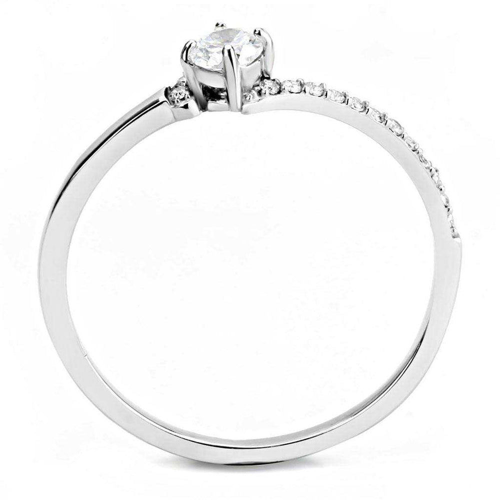 Alamode High polished (no plating) Stainless Steel Ring with AAA Grade CZ in Clear - Alamode - Flyclothing LLC