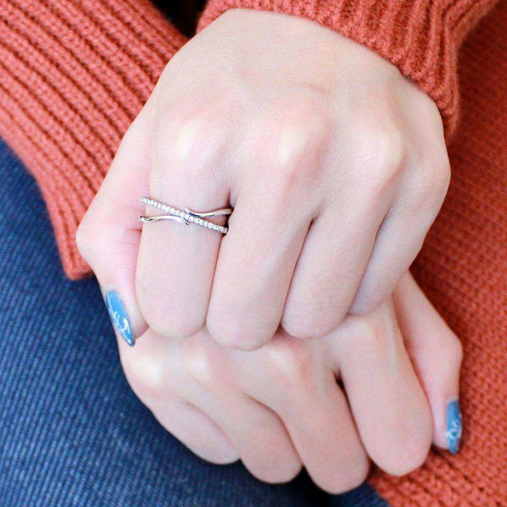 Alamode High polished (no plating) Stainless Steel Ring with AAA Grade CZ in Clear - Alamode - Flyclothing LLC