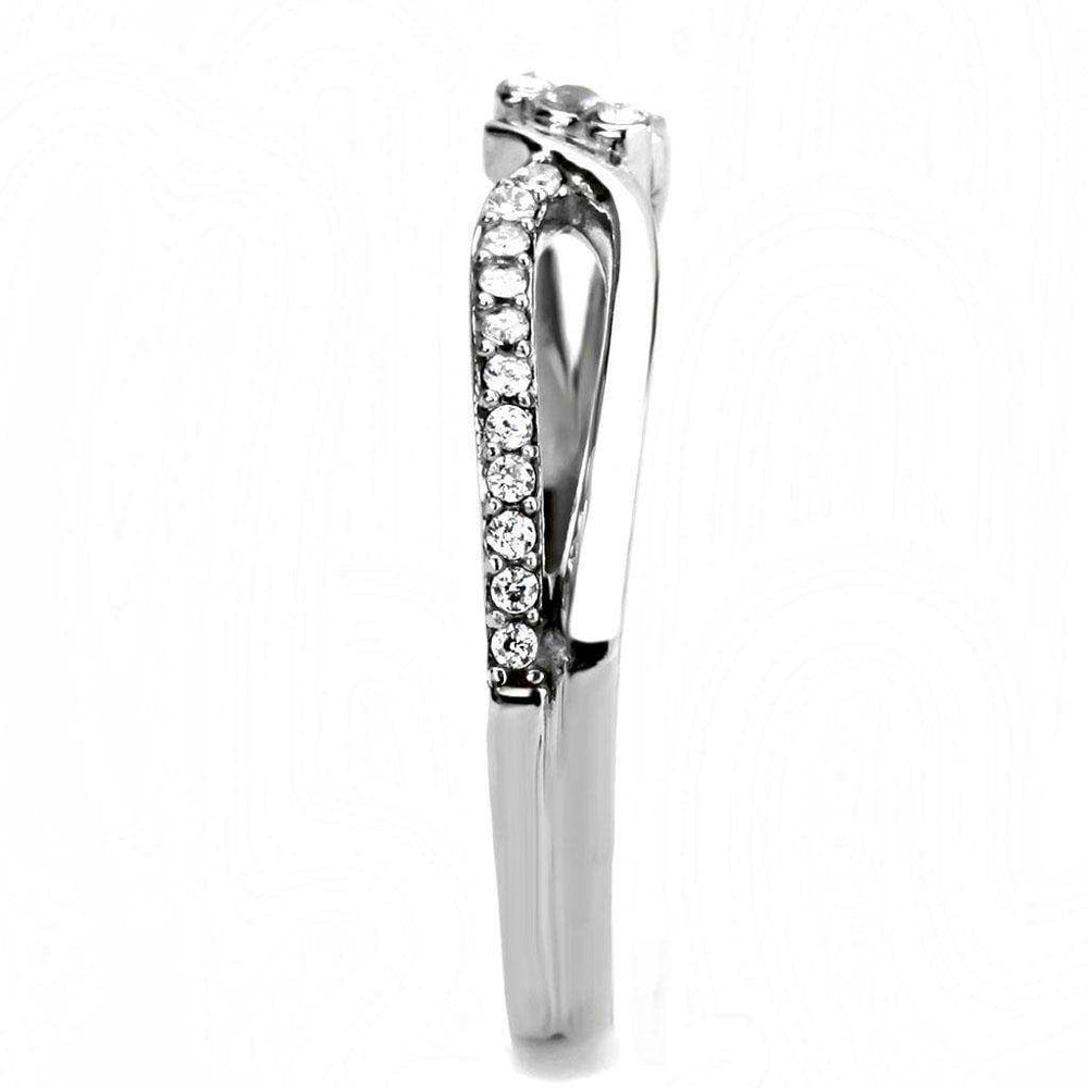 Alamode High polished (no plating) Stainless Steel Ring with AAA Grade CZ in Clear - Alamode - Flyclothing LLC