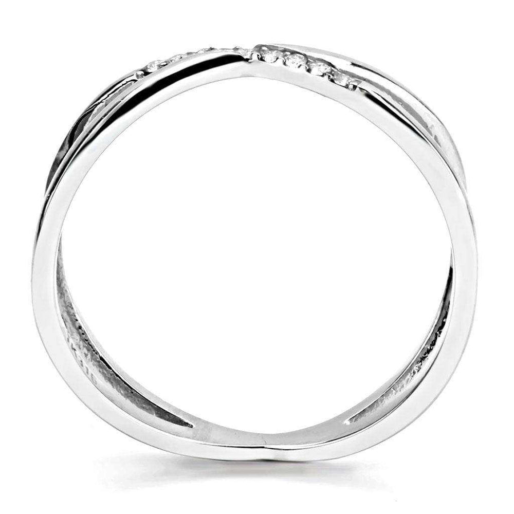 Alamode High polished (no plating) Stainless Steel Ring with AAA Grade CZ in Clear - Alamode - Flyclothing LLC
