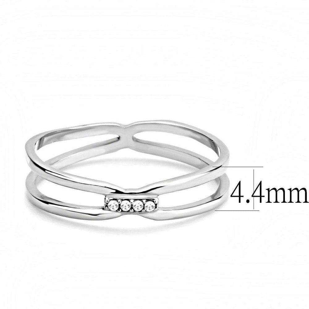 Alamode High polished (no plating) Stainless Steel Ring with AAA Grade CZ in Clear - Alamode - Flyclothing LLC