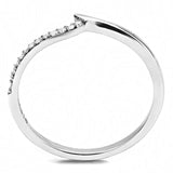 Alamode High polished (no plating) Stainless Steel Ring with AAA Grade CZ in Clear - Alamode - Flyclothing LLC