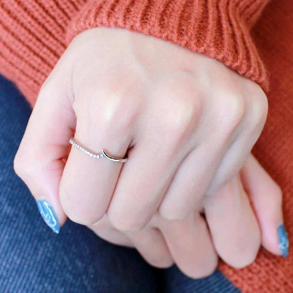 Alamode High polished (no plating) Stainless Steel Ring with AAA Grade CZ in Clear - Alamode - Flyclothing LLC